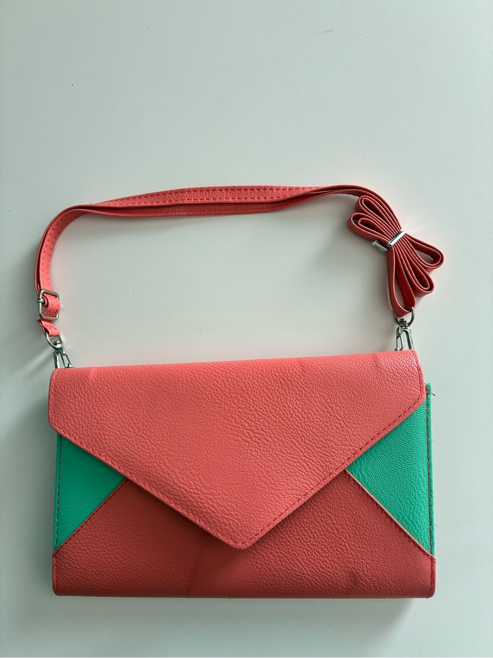 Women’s Coral and Teal Envelope Crossbody Bag